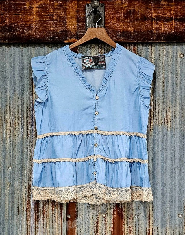 Denim & Lace Top #6709