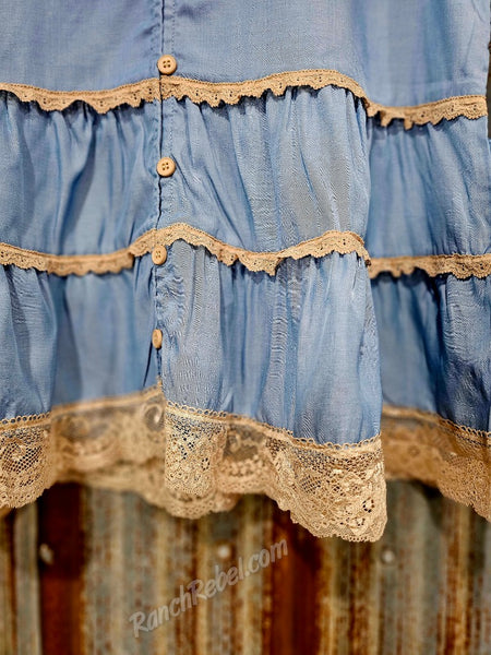 Denim & Lace Top #6709