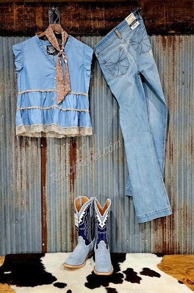Denim & Lace Top #6709