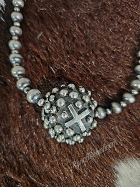 Solid Dot Cross Pendant Necklace #6716