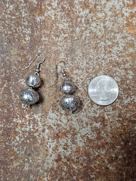 Etched Navajo Pearl Earrings #6724