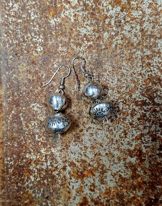 Etched Navajo Pearl Earrings #6724