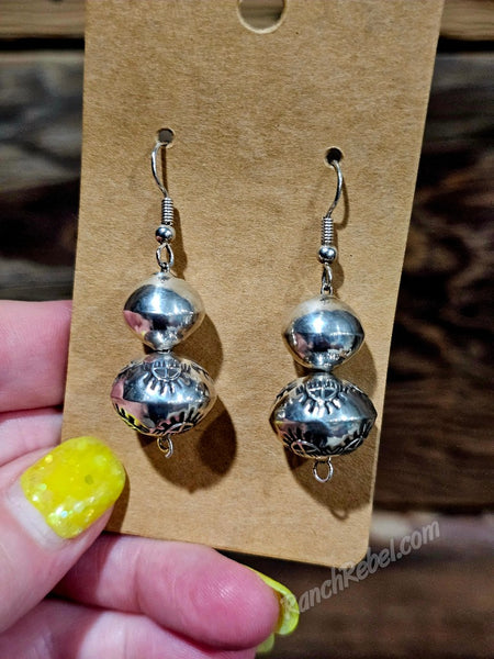 Etched Navajo Pearl Earrings #6724
