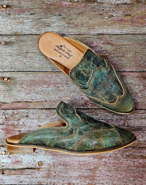 Agave Sky Oasis Turquoise Mules #6747