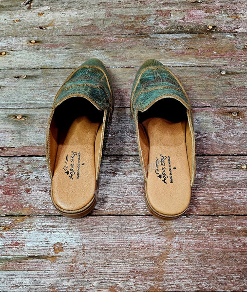 Agave Sky Oasis Turquoise Mules #6747