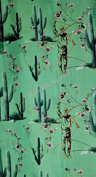 Green Cowboys & Cactus Flutter Sleeve Top #6749