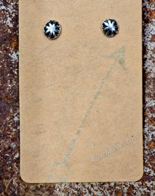 Sterling Silver Dainty Concho Earrings #6768