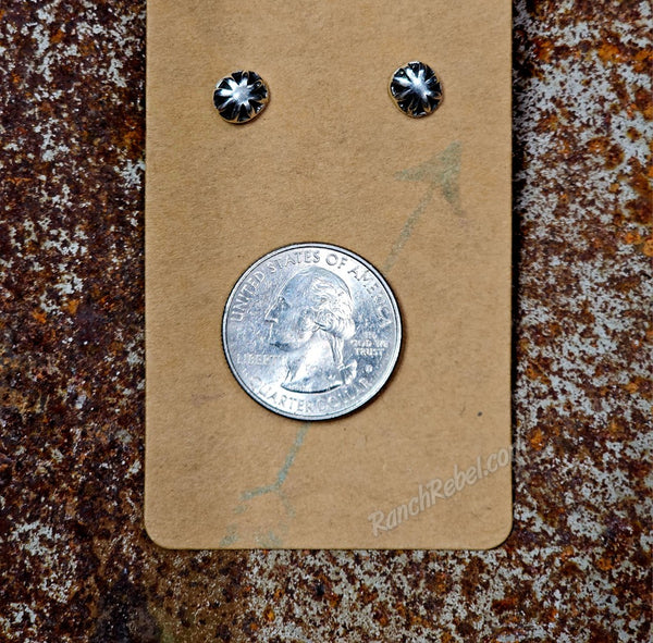 Sterling Silver Dainty Concho Earrings #6768