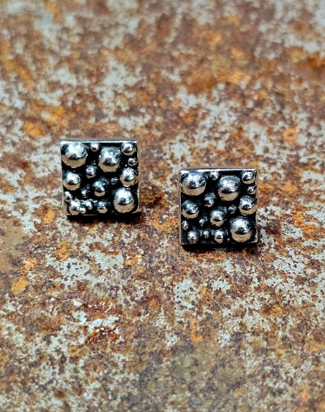 Sterling Silver Square Dot Earrings #6781