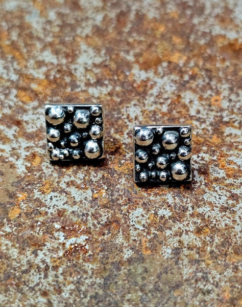 Sterling Silver Square Dot Earrings #6781