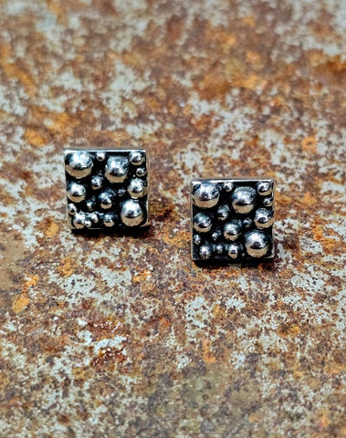 Sterling Silver Square Dot Earrings #6781