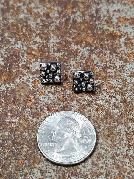 Sterling Silver Square Dot Earrings #6781