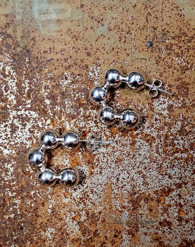 Sterling Silver Pearl Cluster Hoops #6782
