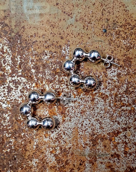 Sterling Silver Pearl Cluster Hoops #6782