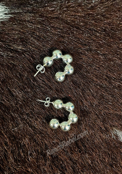 Sterling Silver Pearl Cluster Hoops #6782