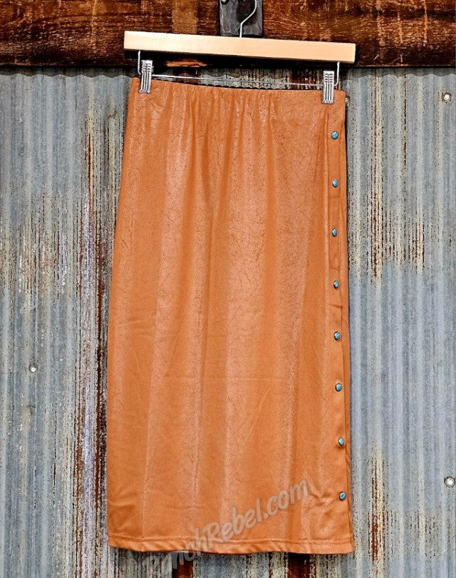 Sorrel Leather Lux Split Skirt #6796