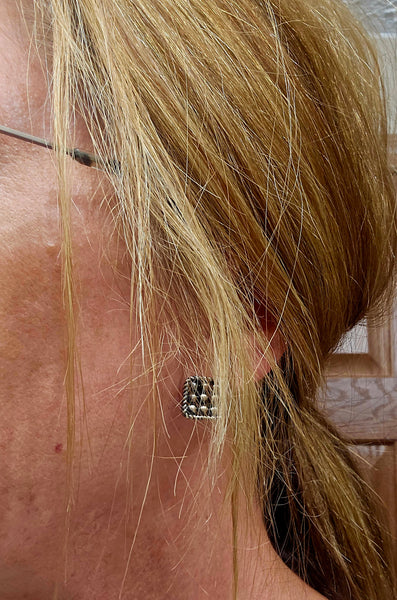 Sterling Silver Square Rope Dot Earrings #6769