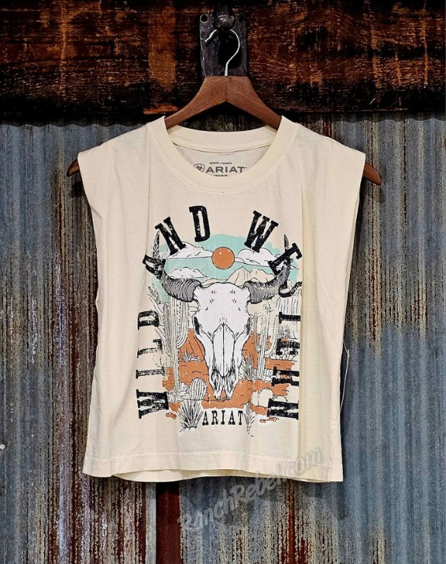 Ariat Steer Skull Landscape Tank #6795