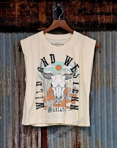Ariat Steer Skull Landscape Tank #6795