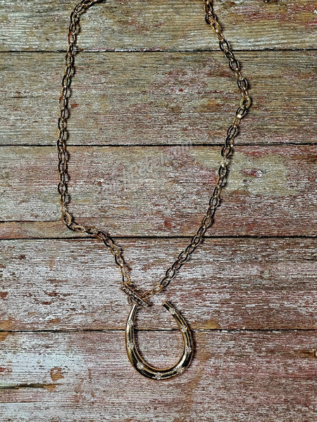 Rose Gold Toggle Horseshoe Necklace #6800