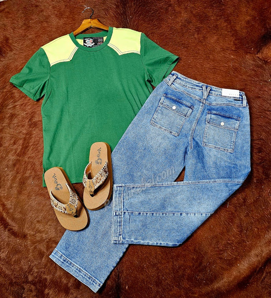 Green Western Yoke Tee #6792