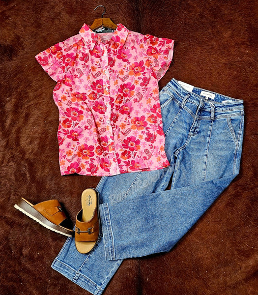 Blooms & Boots Top #6802