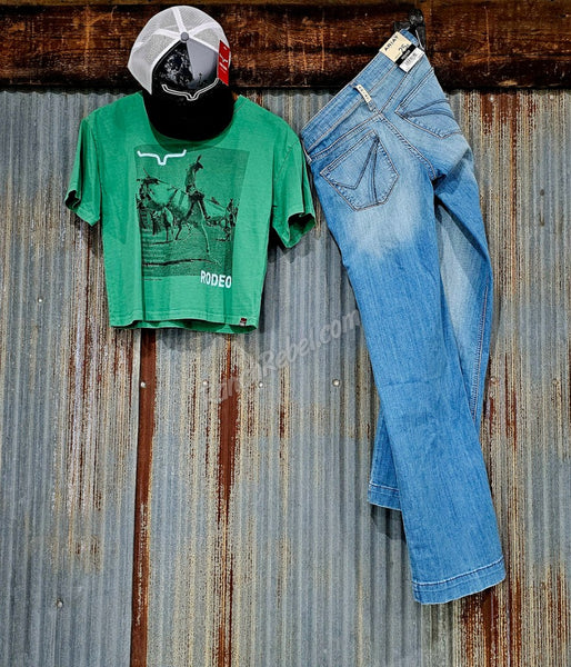 Kimes Ranch Not Our First Rodeo Crop Tee #6805
