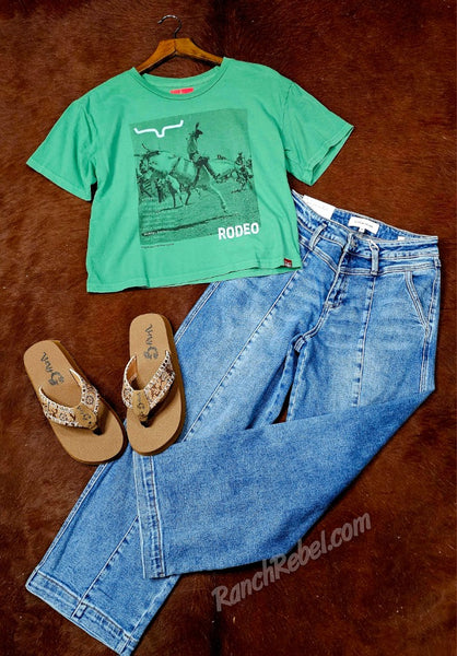 Kimes Ranch Not Our First Rodeo Crop Tee #6805