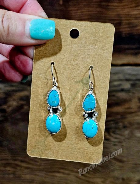 Two Stone Turquoise Earrings #6809