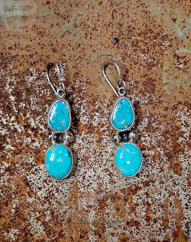 Two Stone Turquoise Earrings #6809