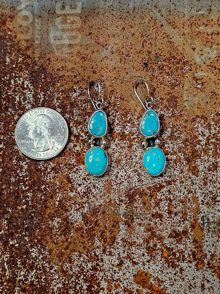 Two Stone Turquoise Earrings #6809