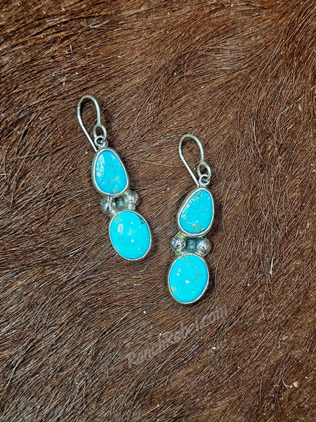 Two Stone Turquoise Earrings #6809