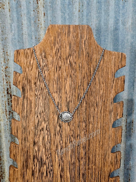 Dainty Silver Concho Necklace #6816