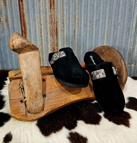 Ariat Country Mule in Black Suede/Brindle Hair On #6819