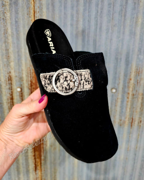 Ariat Country Mule in Black Suede/Brindle Hair On #6819