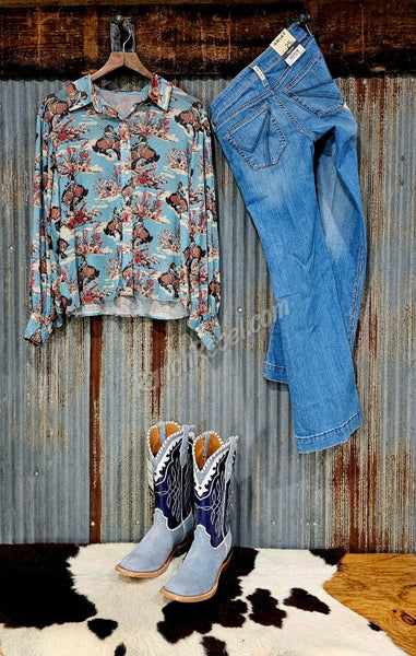 Floral Cowboy Top #6818