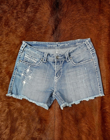 Cowgirl Tuff Love & Strength Denim Shorts size 30 #T6822