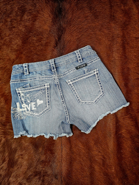 Cowgirl Tuff Love & Strength Denim Shorts size 30 #T6822