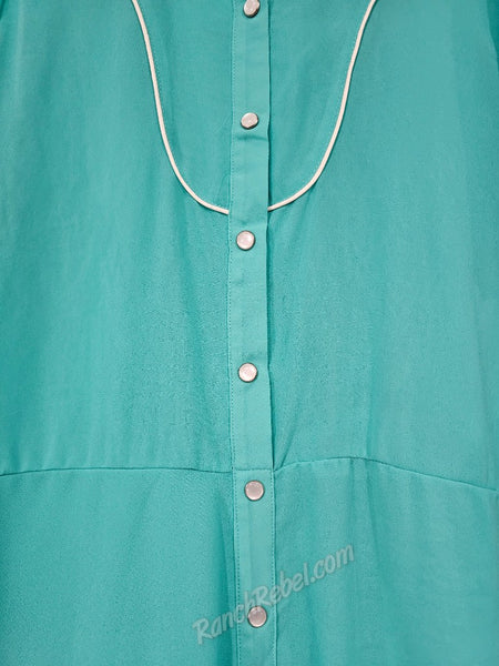 Western Pearl Snap Turquoise Dress #6827