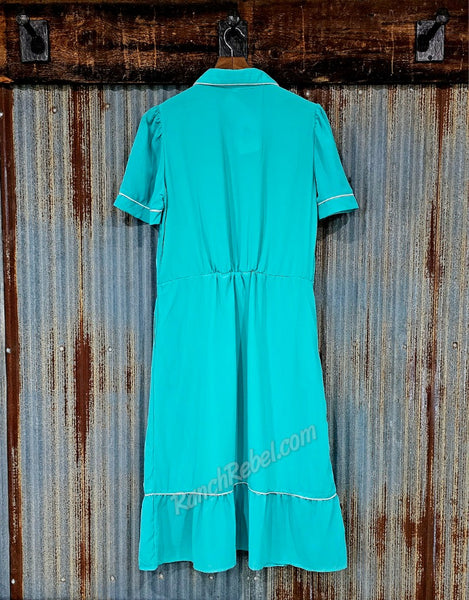 Western Pearl Snap Turquoise Dress #6827