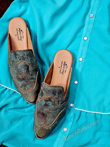 Western Pearl Snap Turquoise Dress #6827
