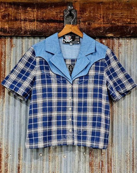 Rodeo Quincy Blue Bonnet Rodeo Blouse #6829