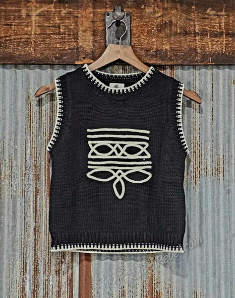 Black Bootstitch Sweater Vest #6832