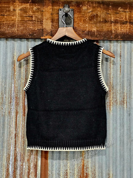 Black Bootstitch Sweater Vest #6832