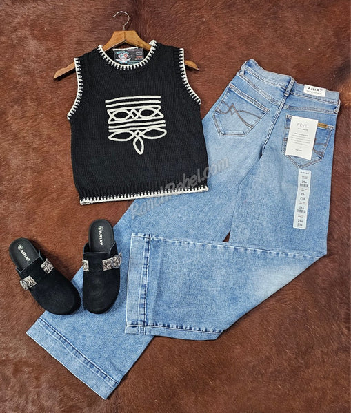 Black Bootstitch Sweater Vest #6832