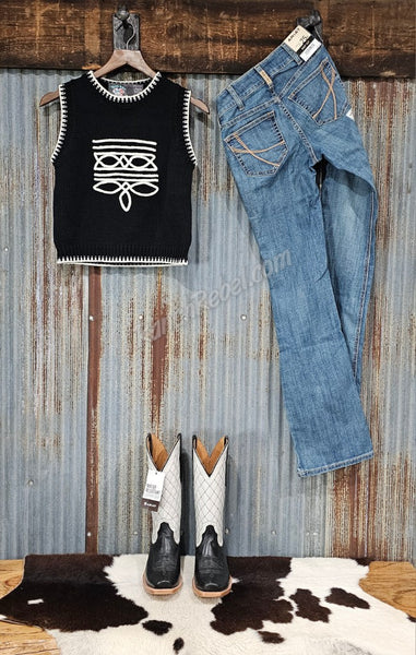 Black Bootstitch Sweater Vest #6832
