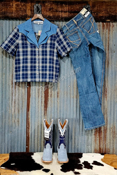 Rodeo Quincy Blue Bonnet Rodeo Blouse #6829