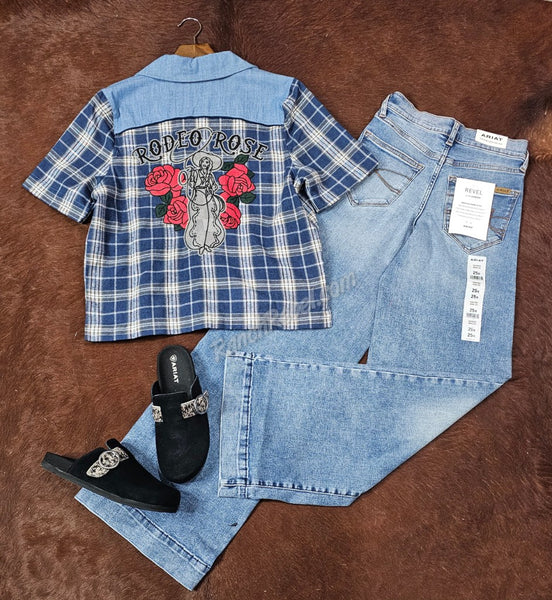 Rodeo Quincy Blue Bonnet Rodeo Blouse #6829
