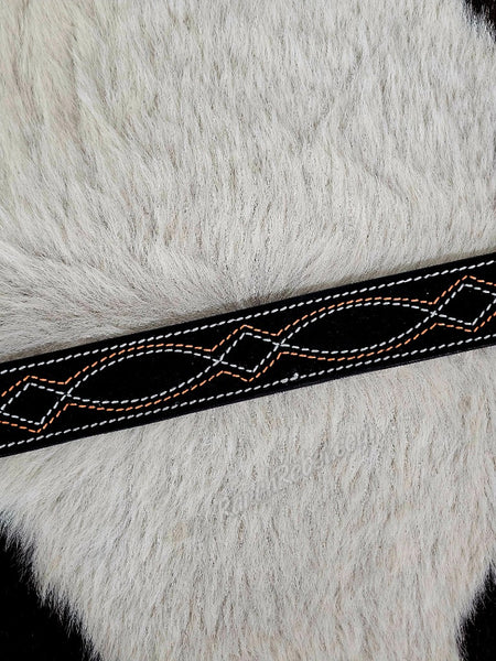 Black & Orange Bootstitch Suede Belt #6844
