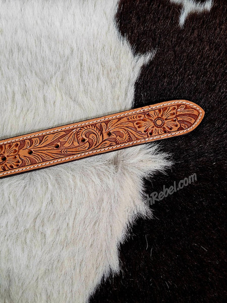 Black & Orange Bootstitch Suede Belt #6844